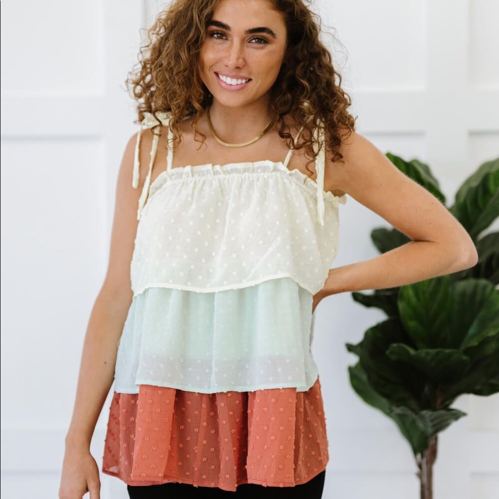 Davi & Dani Present Moment Full Size Run Color Block Layered Cami